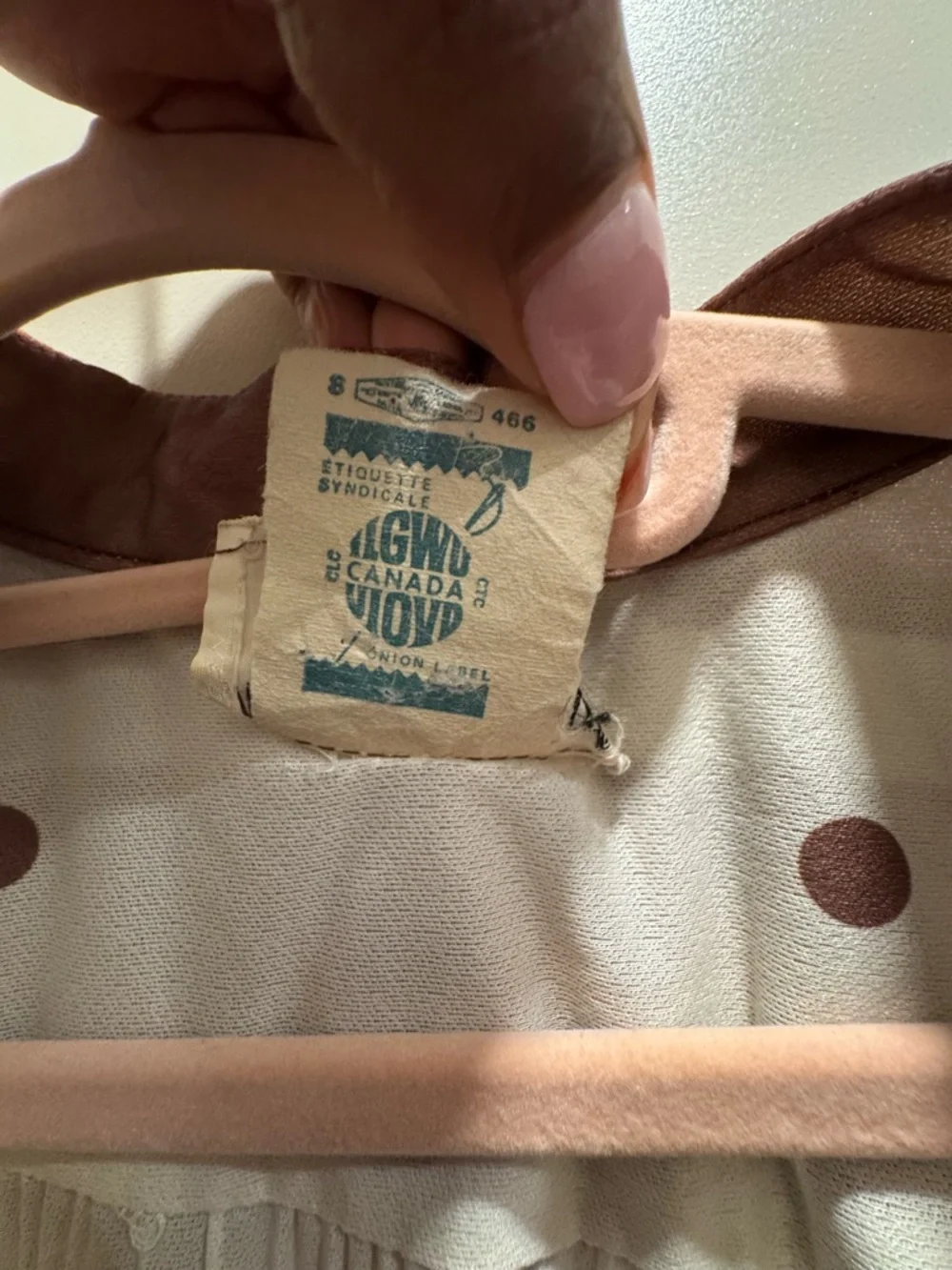 Women's Vintage Cream and Brown Polka dot Midi Dress - possibly size 12